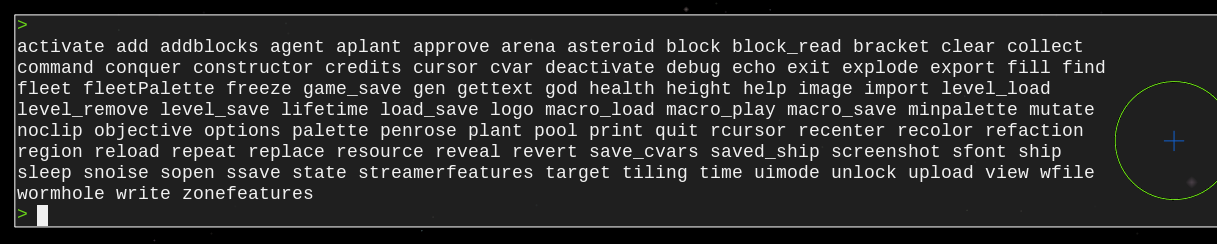 Tab on an empty console.
